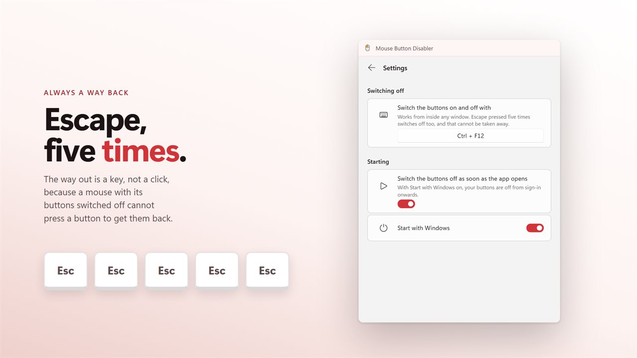 The way back is a key, because the pointer may not be able to click.
