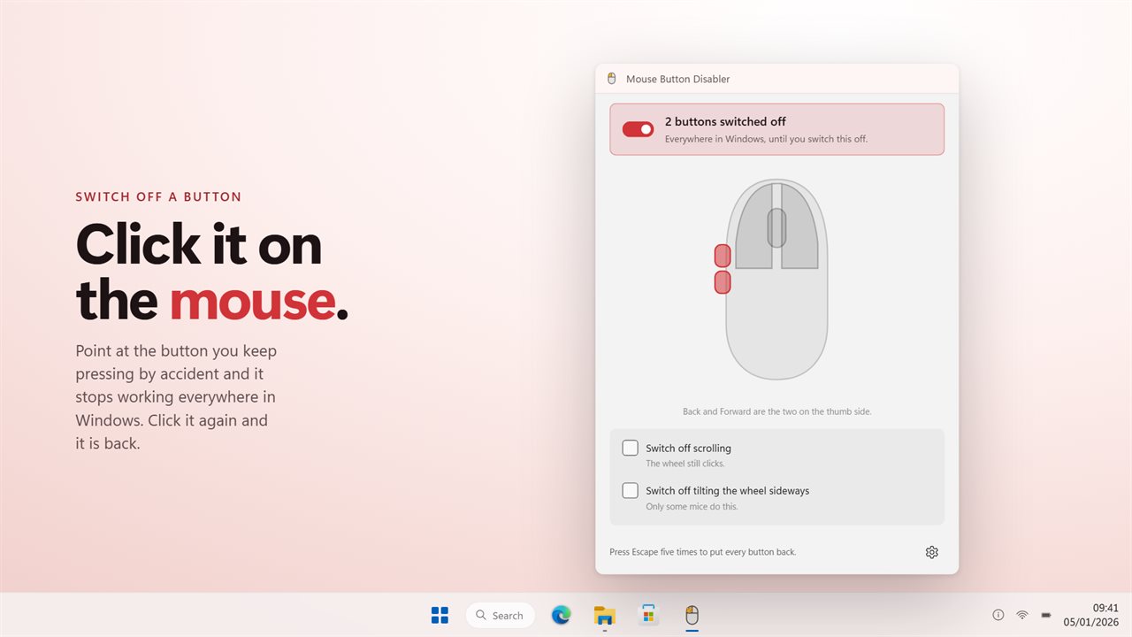 Click a button on the mouse and it stops working.