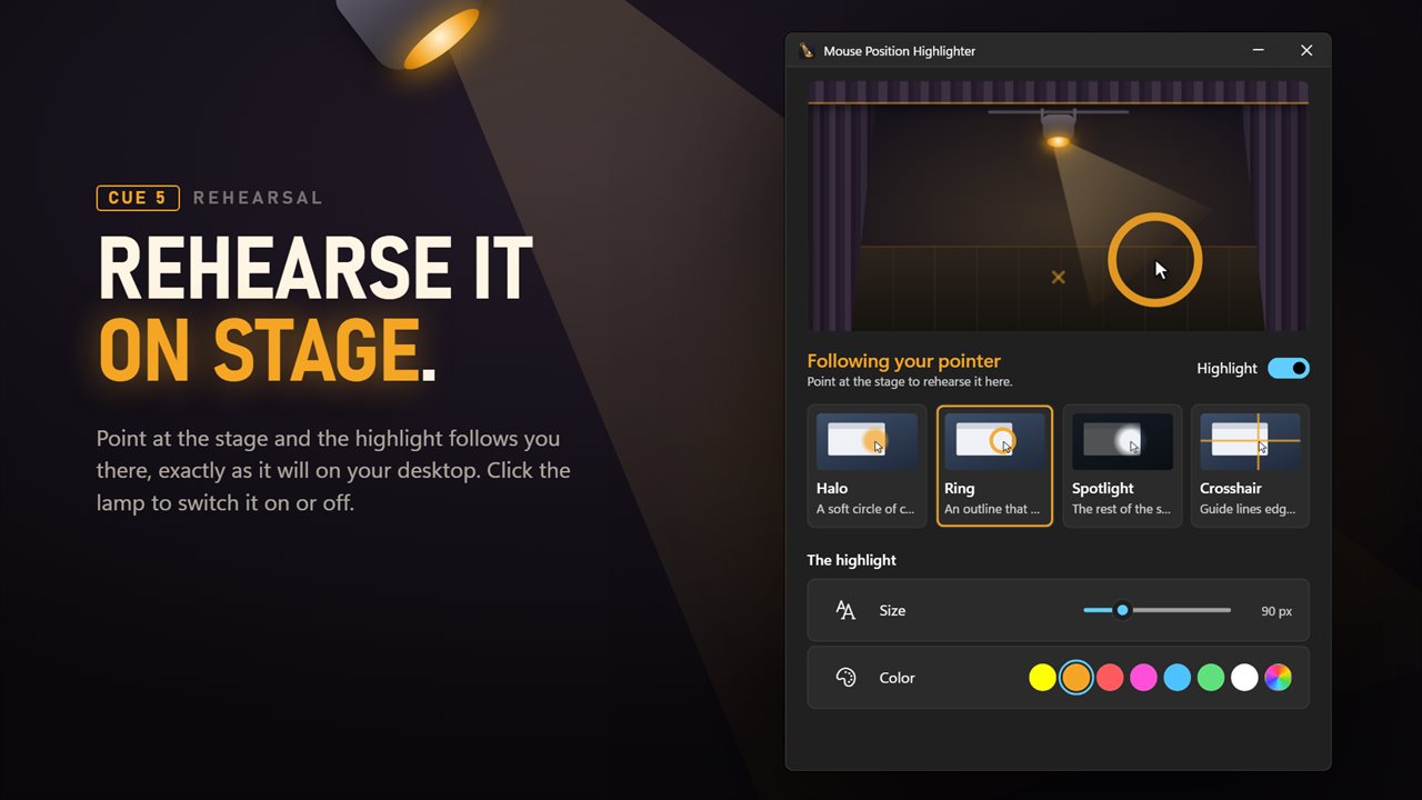 Try every style on the stage before it reaches your desktop.