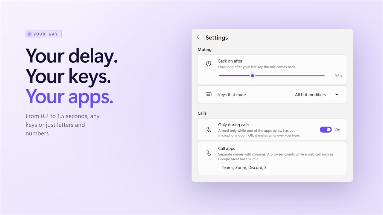 Pick the delay, the keys and the call apps.