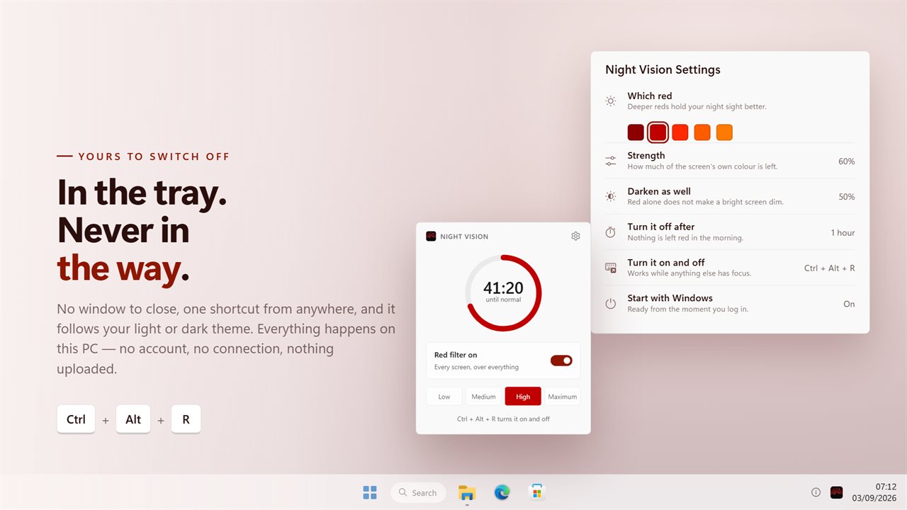 Five reds, a shortcut, and no window to close.