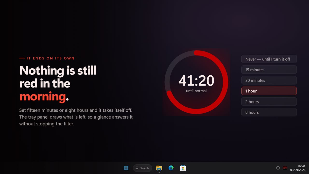 A timer takes it off on its own — and shows what is left.