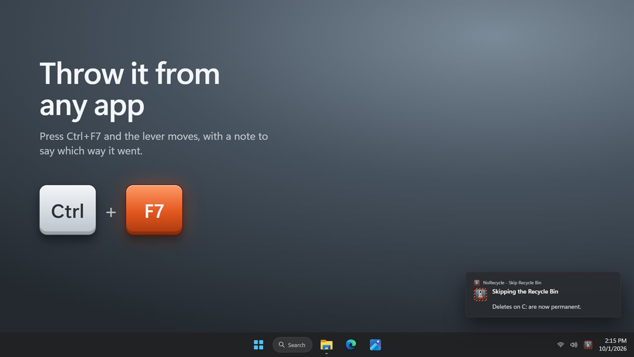 Press Ctrl+F7 from any app to throw the lever.