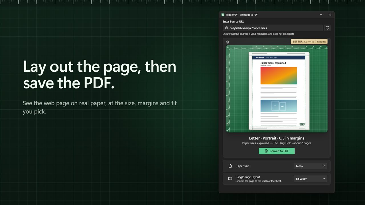 Lay out a web page on real paper before you save the PDF.