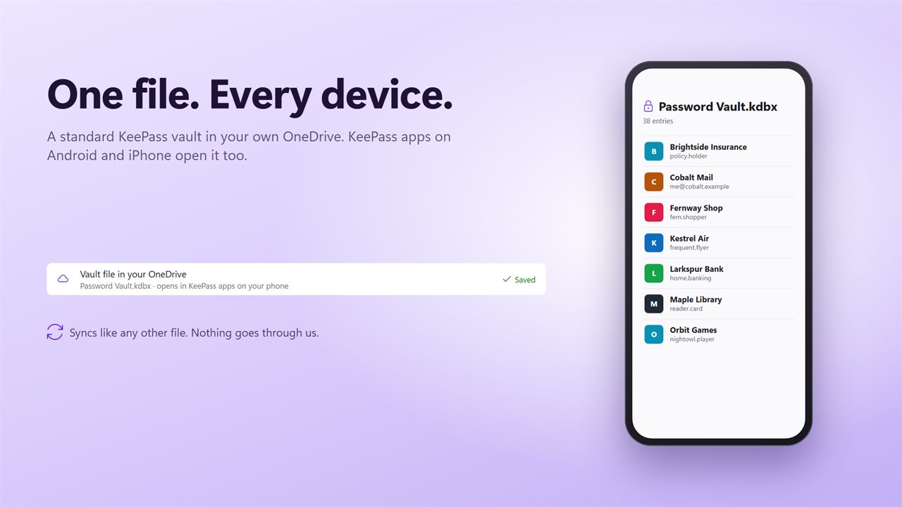 Keep the vault in your OneDrive and open it on your phone.