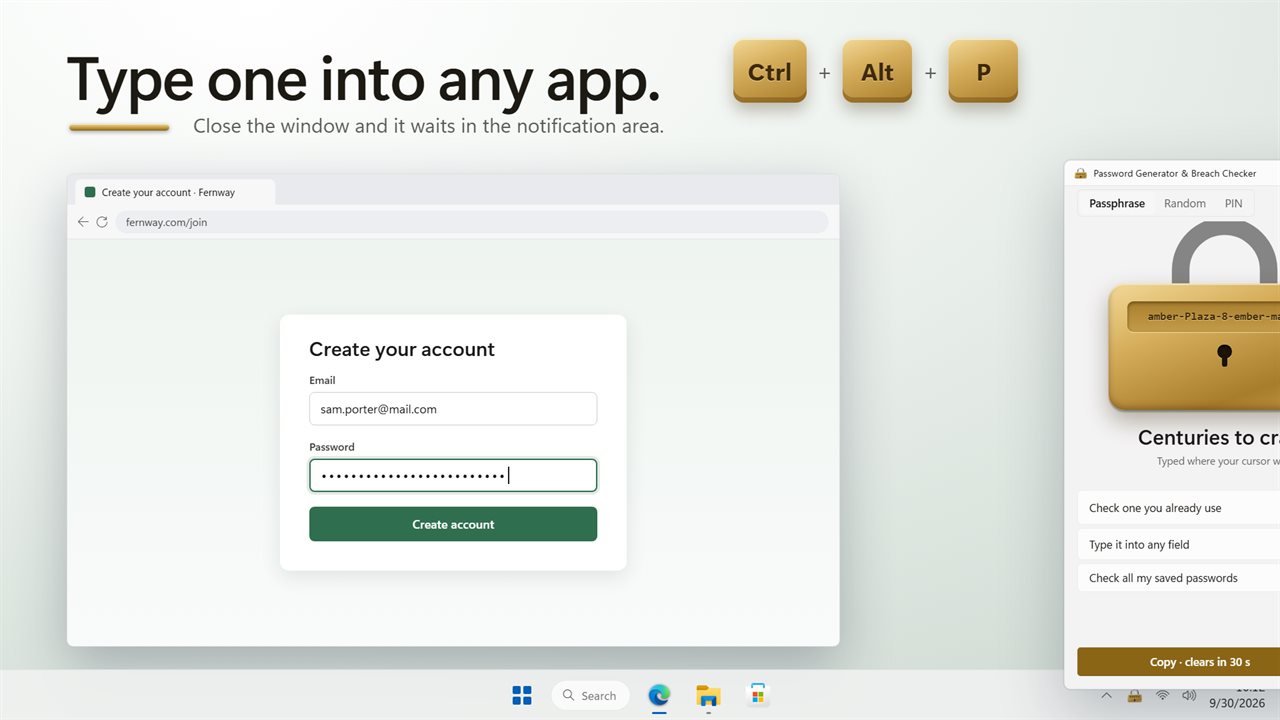 Press Ctrl+Alt+P to type one into any app.
