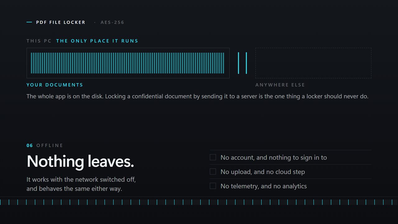No account, no upload, no server processing. The documents never leave your PC.