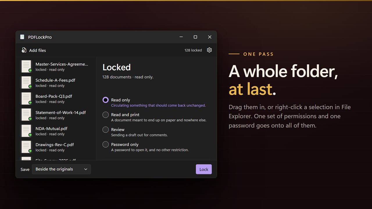 Bulk at last: a whole folder, one set of permissions, one pass.