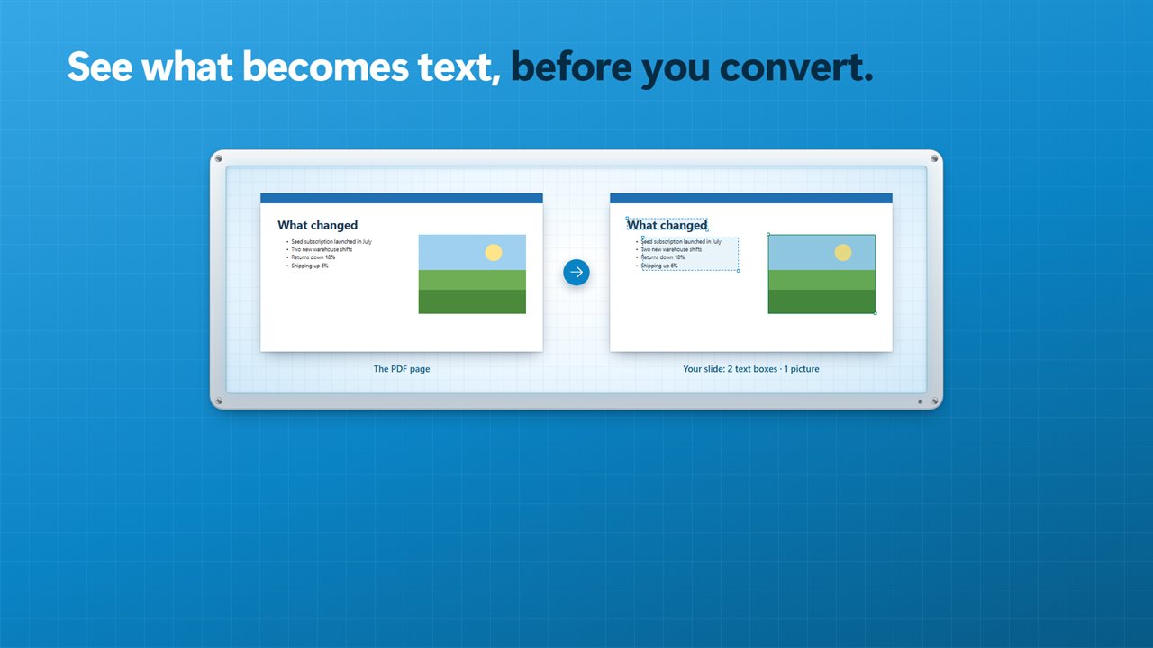 See which parts become text before you convert.