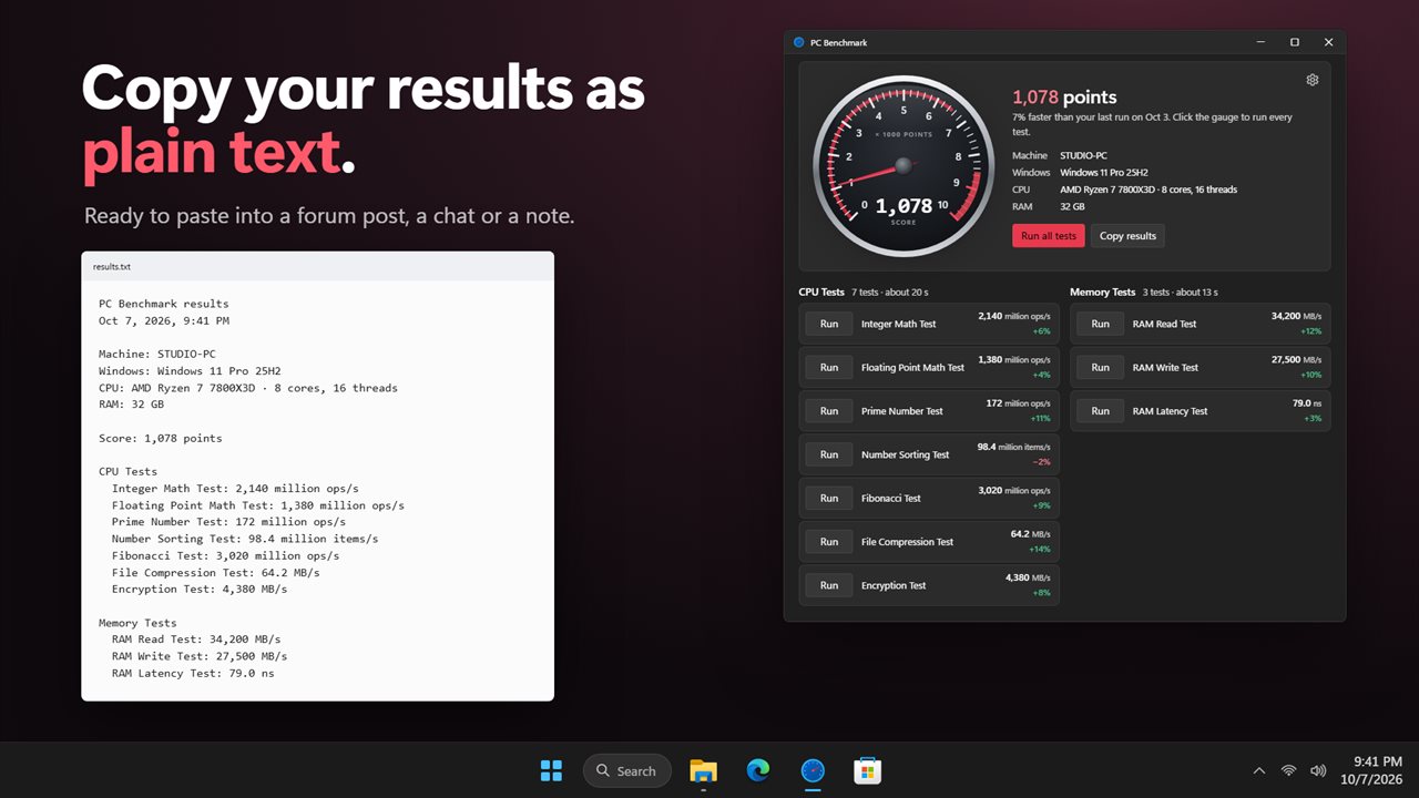 Copy your results as plain text.