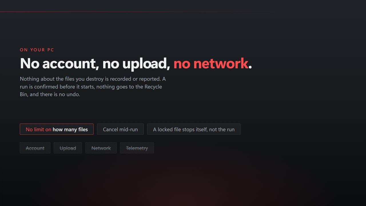 No account, no upload, no server processing. It all happens on your PC.