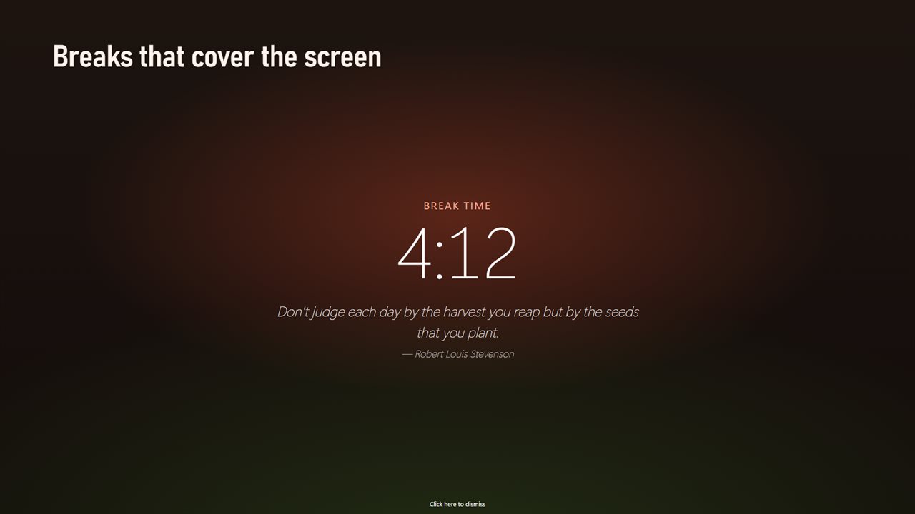 Breaks that cover the screen, with a quote to rest on.