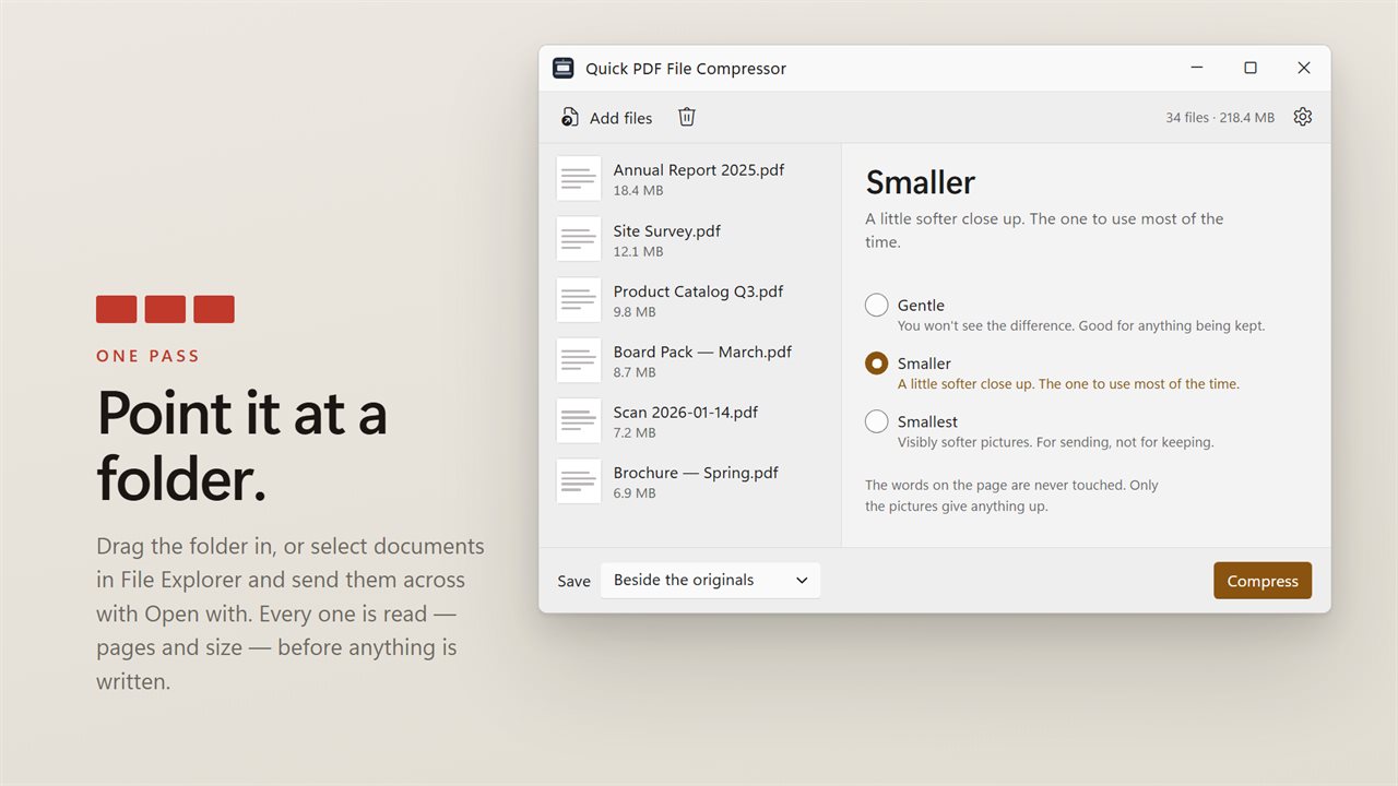 Point it at a folder. Every document in it, in one pass.