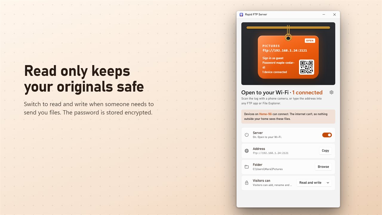Read only by default. Read and write when you need it.