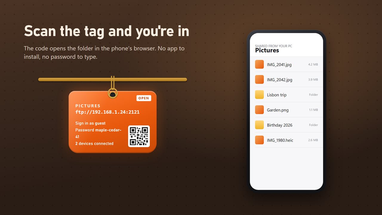 Scan the tag and the folder opens on your phone.