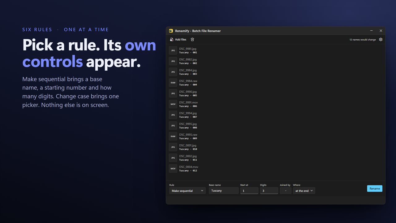 Pick one of six rules, and its controls appear beside it.
