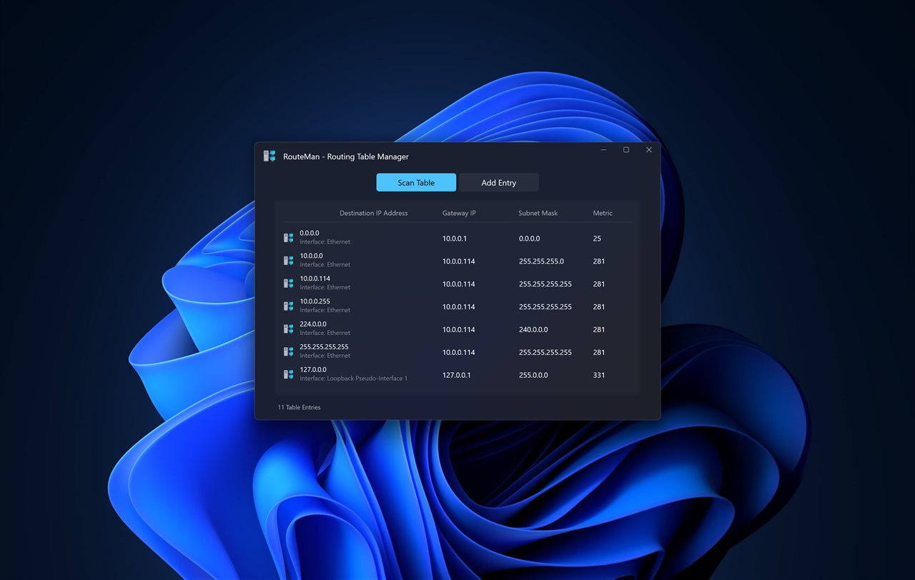 Routing Table Manager screenshot 2