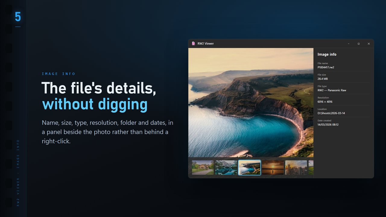 Name, size, type, resolution and dates, in a panel beside the image.