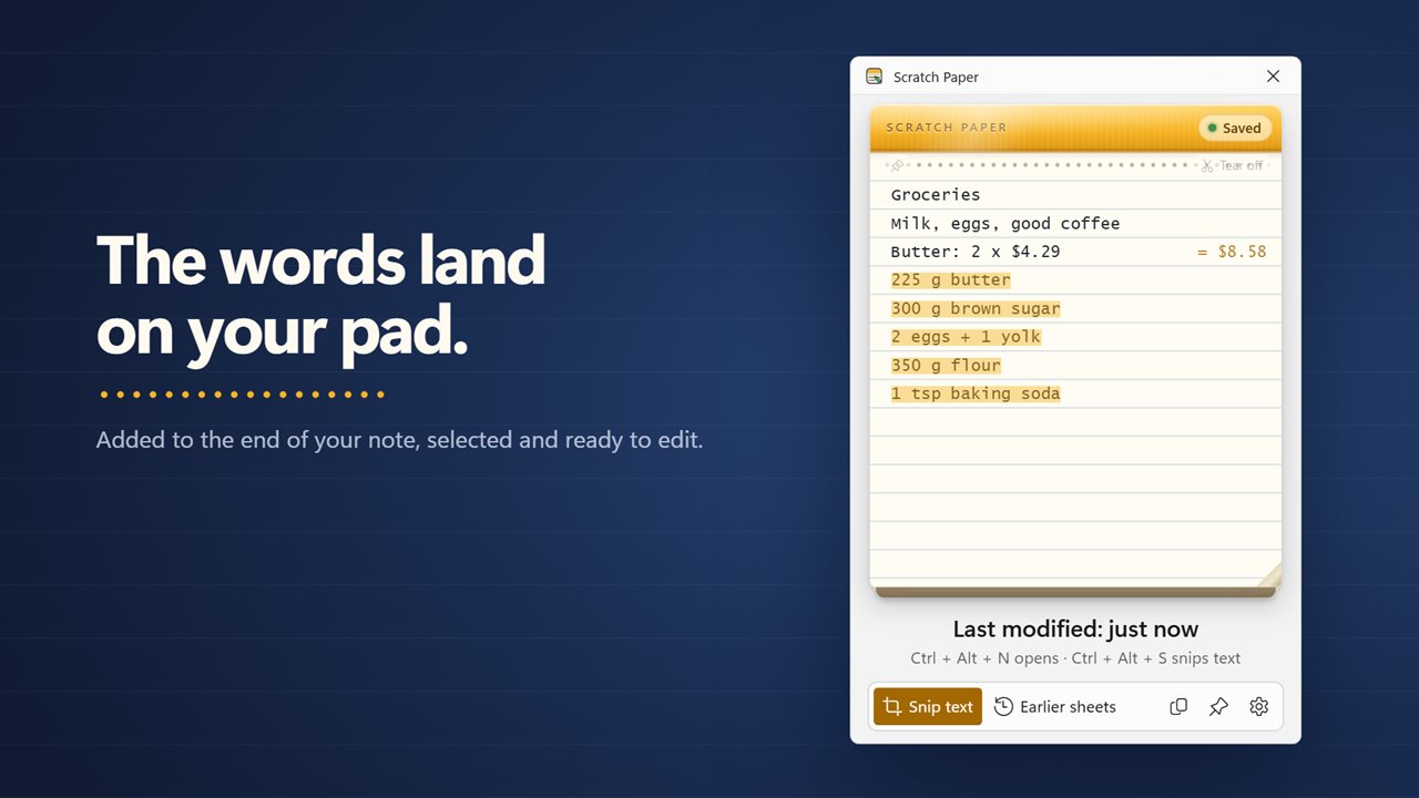 The words are typed onto your pad.