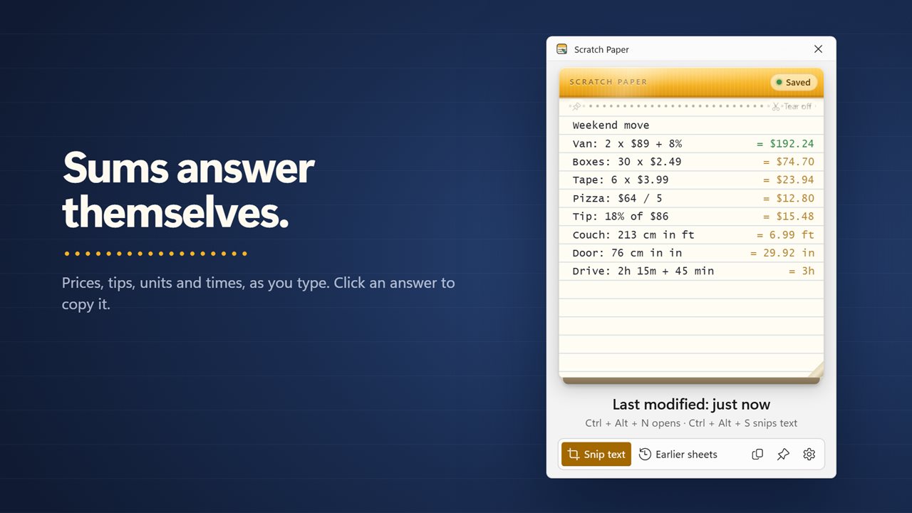 Sums answer themselves as you write.
