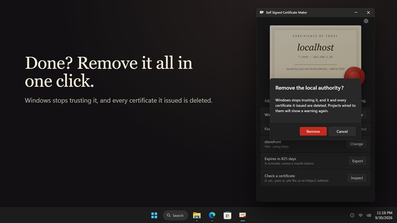 Done? Remove it and everything it issued in one click.