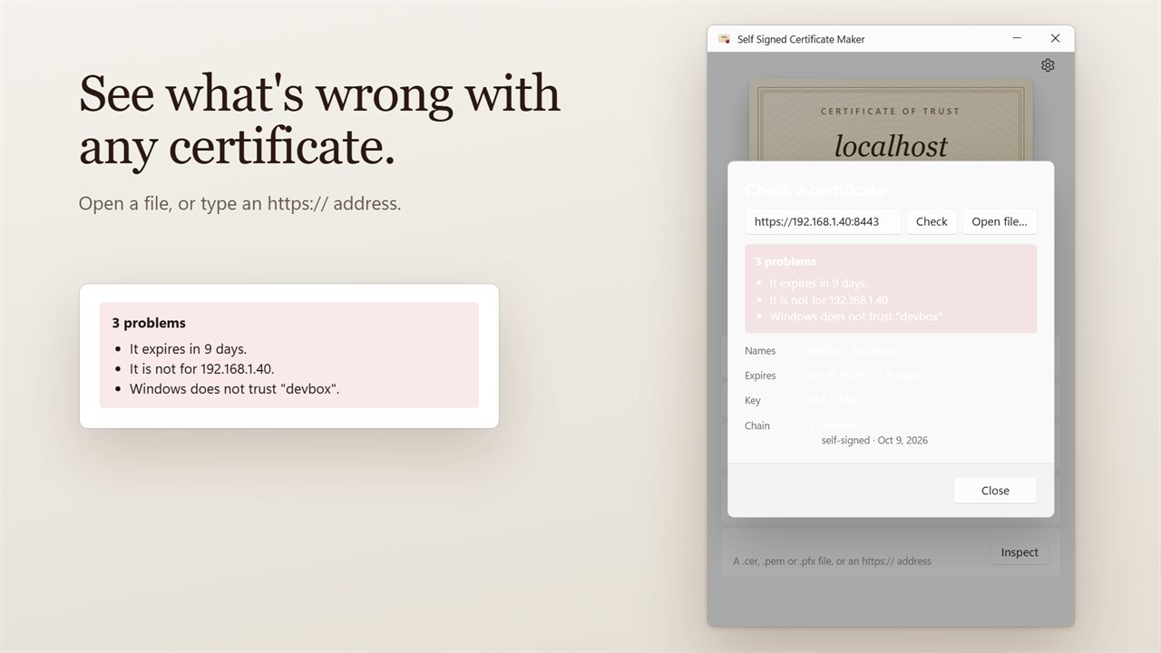 Check any certificate file or https:// address, and see what is wrong with it.