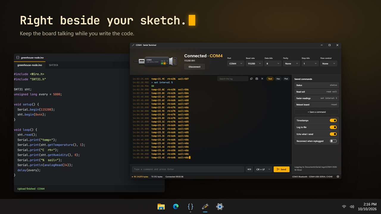 Keep the serial output open beside the code you are writing.