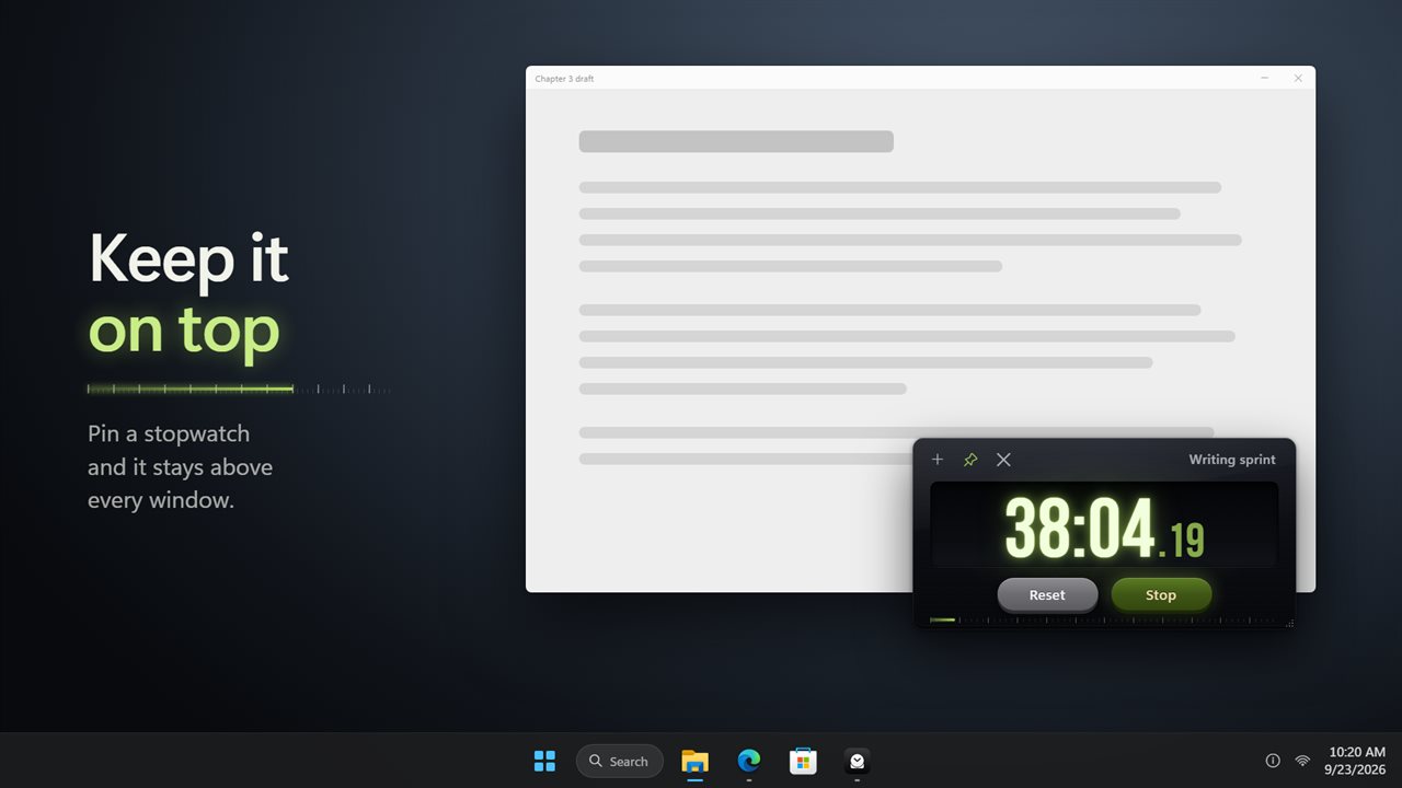 Pin a stopwatch on top of your work.