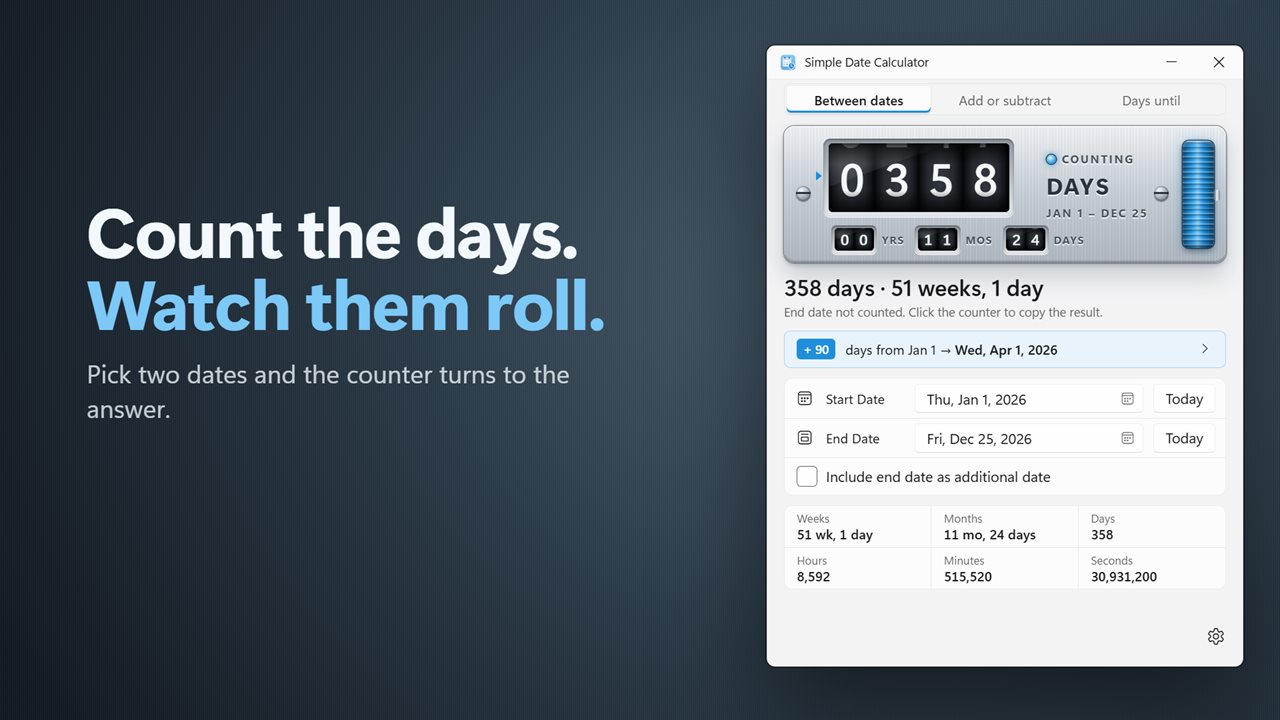 Count the days between two dates.