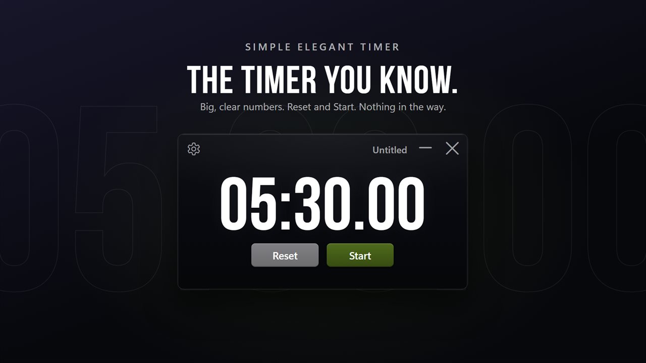 The timer you know: big, clear numerals with Reset and Start underneath.