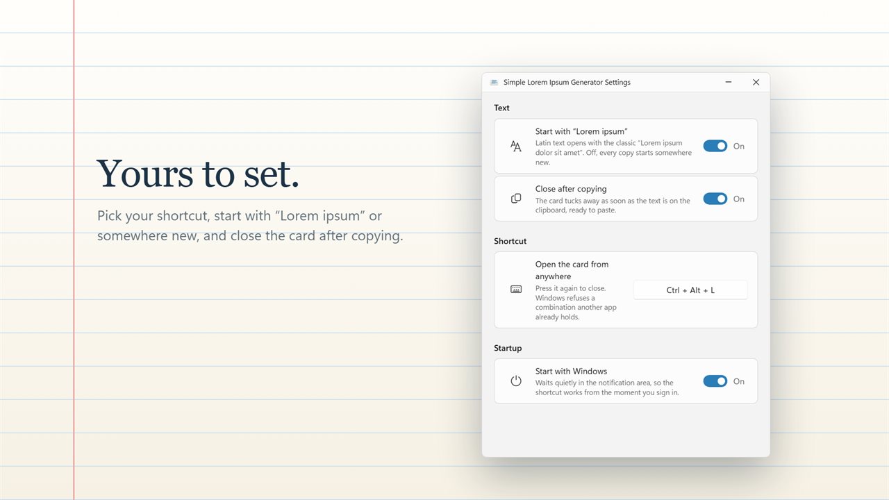 Your shortcut, your start, and close after copying.