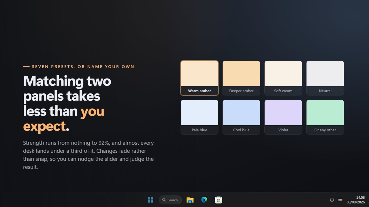 Seven presets, or any colour at all.