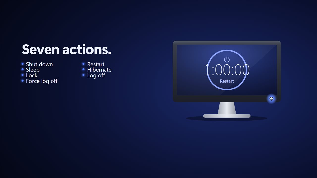 Seven actions, from lock to shut down.