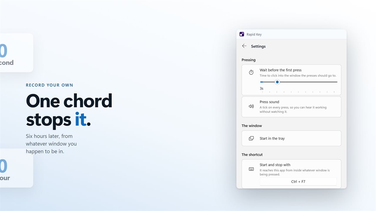 Record your own shortcut. It works from any window.