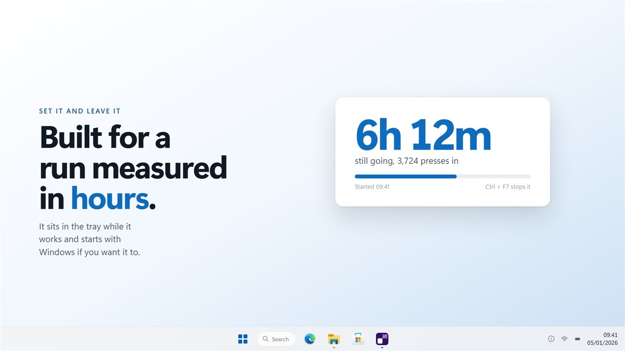 Built for a run measured in hours.