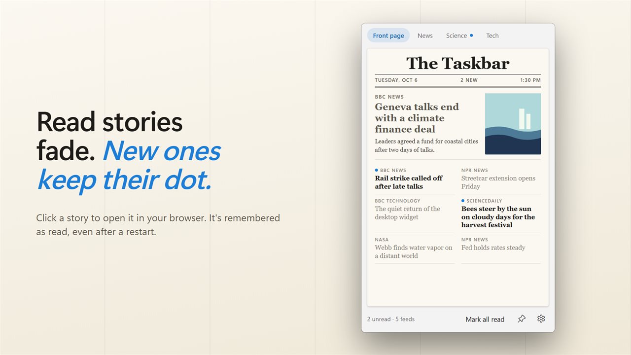 Read stories fade. New ones keep their dot.