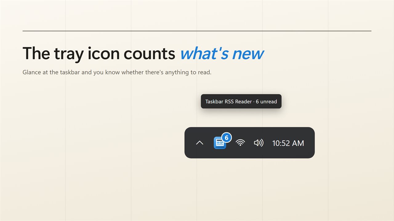 The tray icon counts what you haven't read.