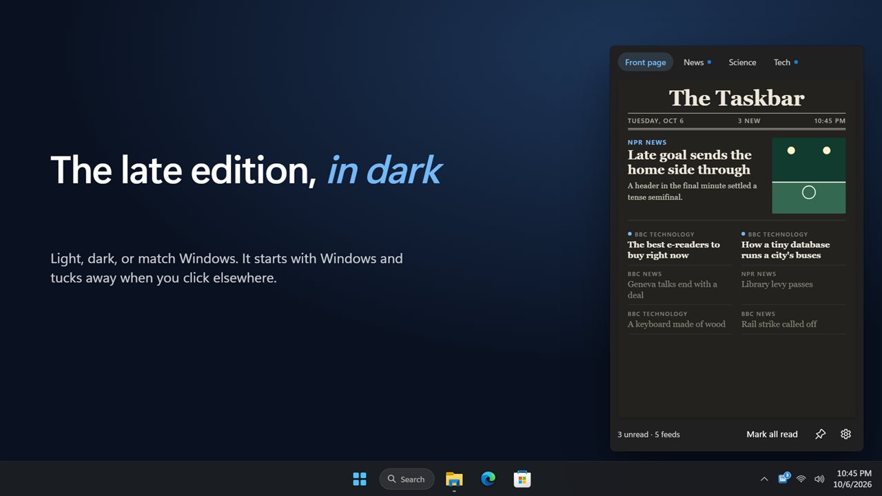 The late edition, in dark.