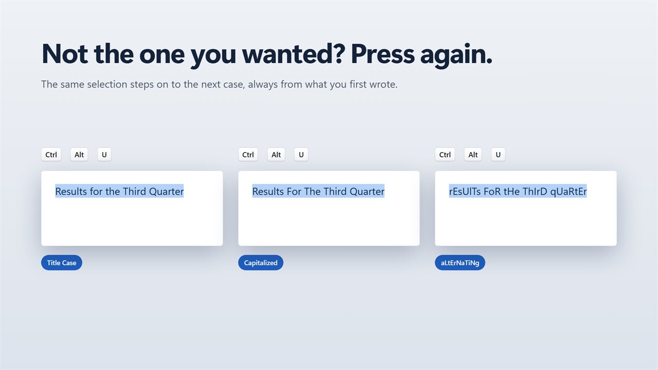 Press again to try the next case.