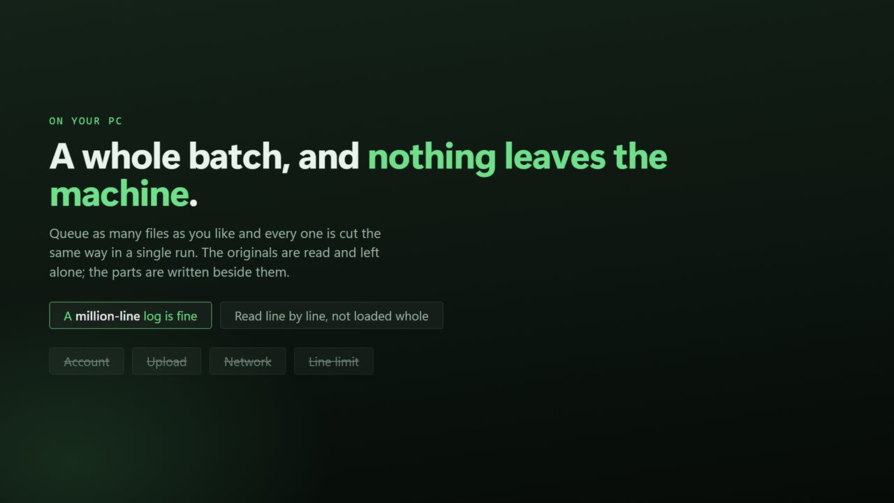 A whole batch at once, and nothing ever leaves your PC unless you choose to send feedback.