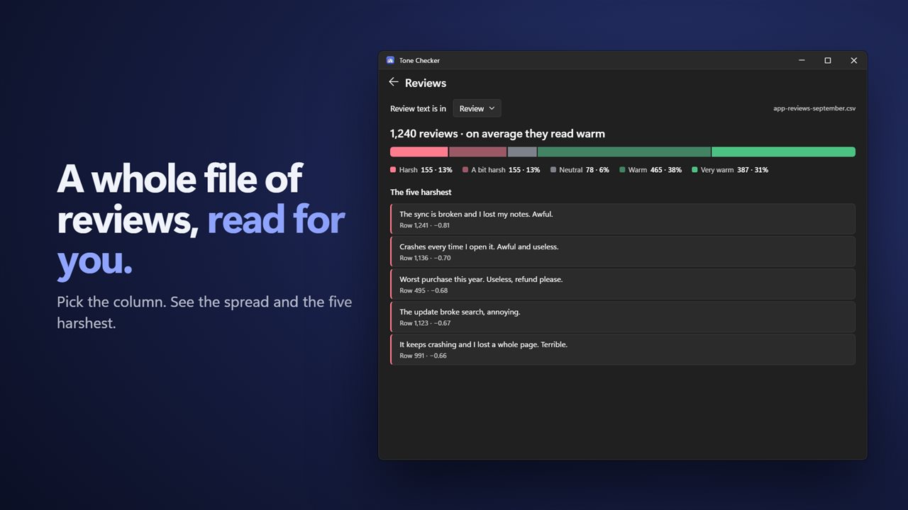 Check a whole file of reviews at once.