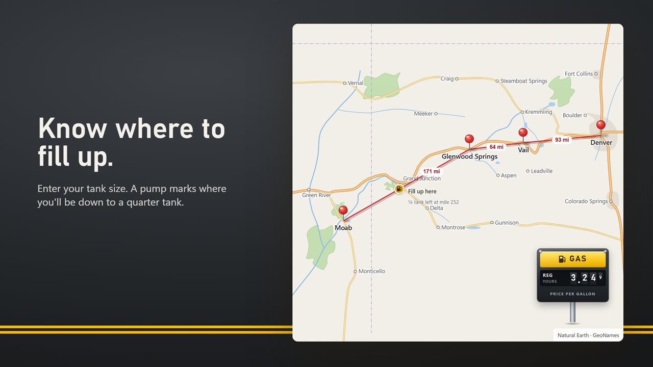 Know where you'll need to fill up.