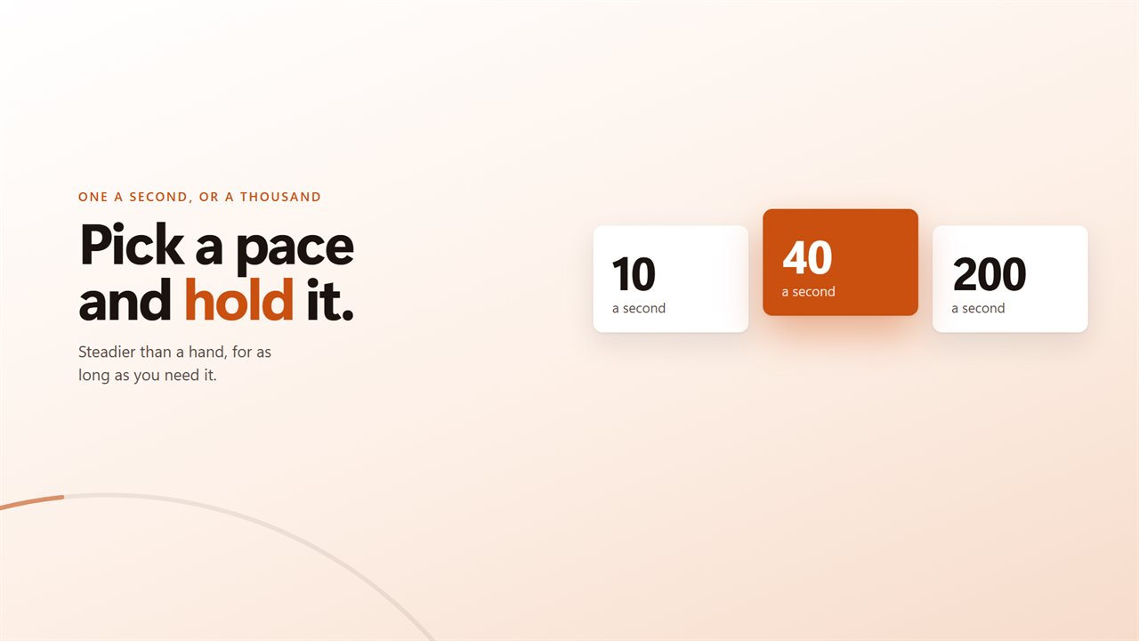 Pick a pace and it holds it, for as long as it runs.