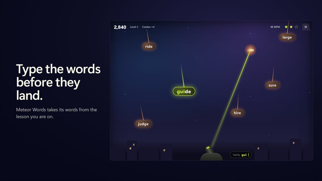 Meteor Words: type the words before they land.