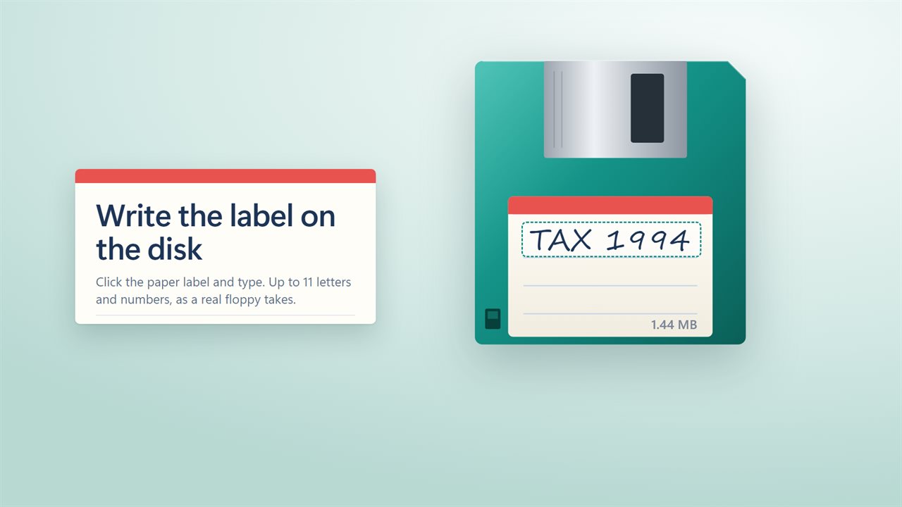 Click the paper label to write the volume label.