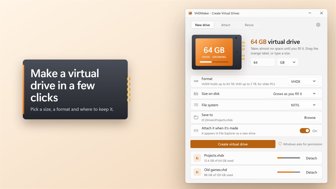 Make a virtual drive in a few clicks.