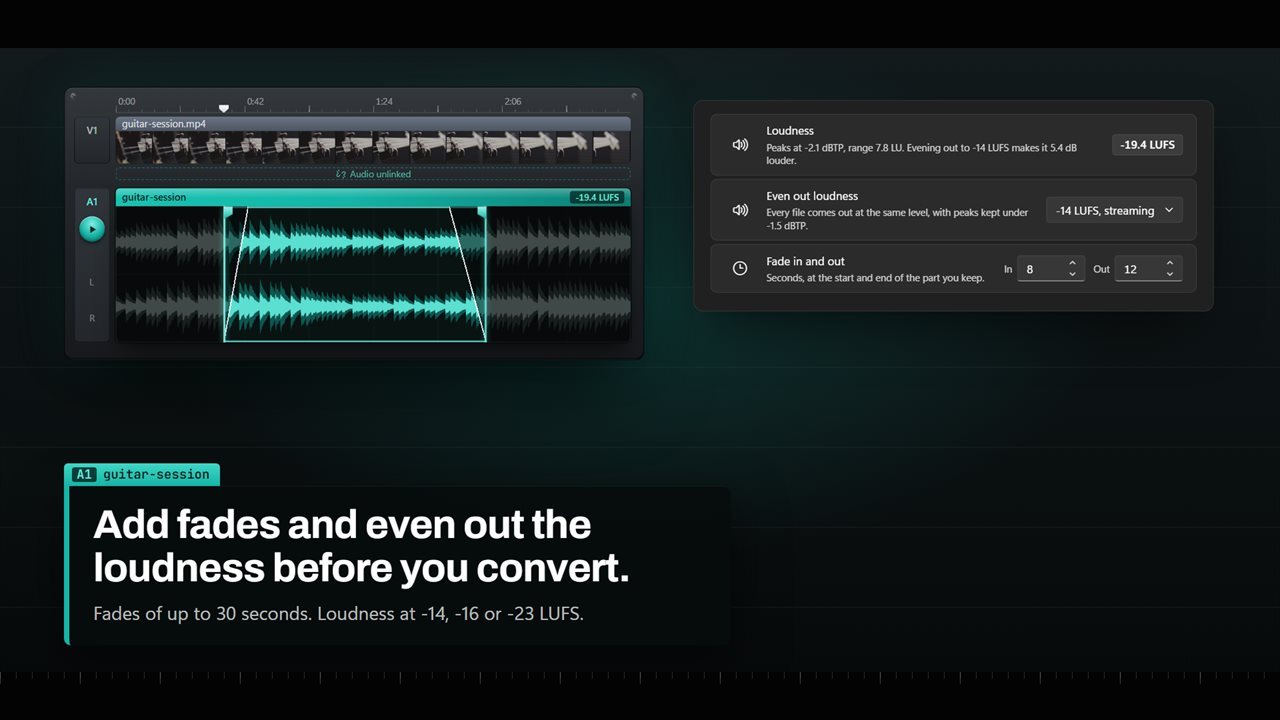 Add fades and even out the loudness before you convert.