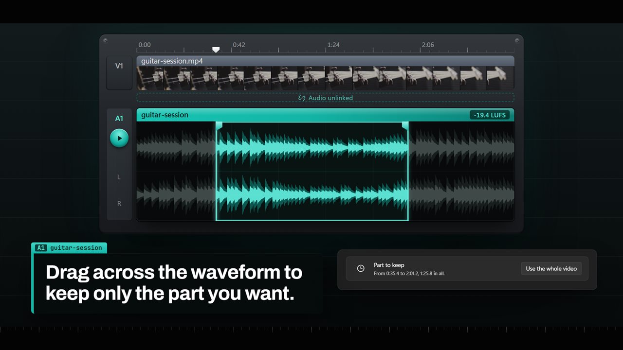 Drag across the waveform to keep only the part you want.