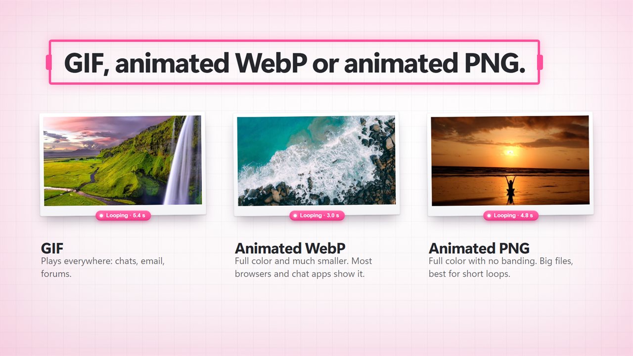 GIF, animated WebP or animated PNG.