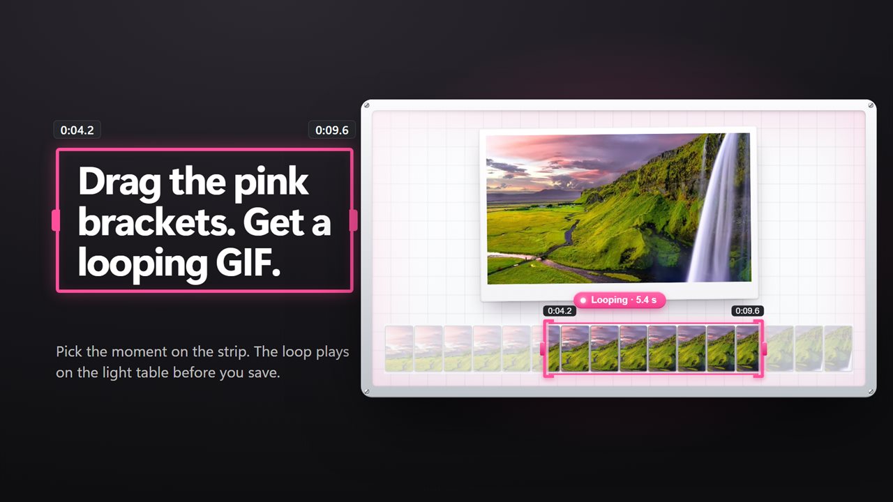 Drag the pink brackets. Get a looping GIF.